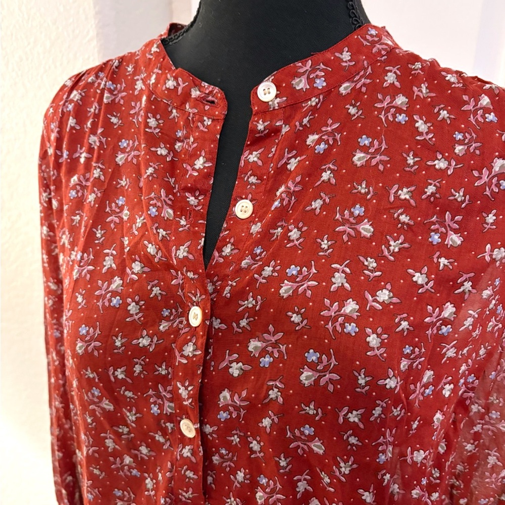 Isabel Marant Etolie Maria Shirt Grenat Cotton Floral - Picture 3 of 7